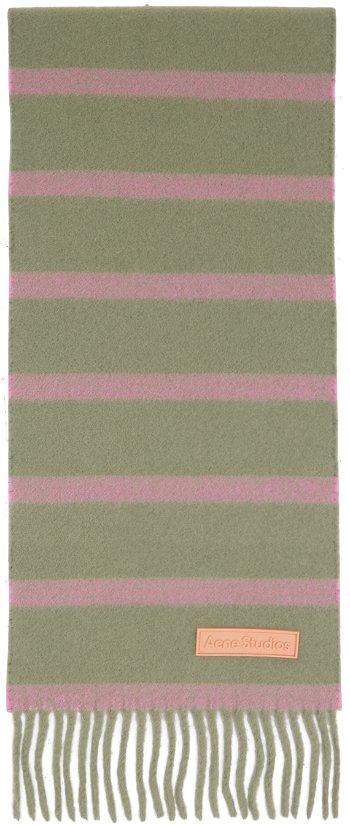Acne Studios Green & Pink Striped Scarf CA0280-