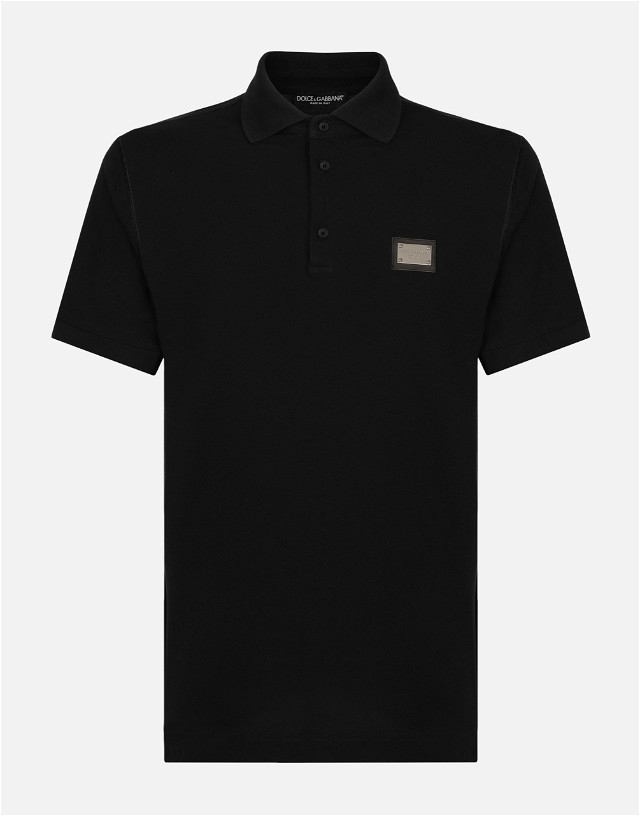 Cotton Piqué Polo-shirt With Branded Tag
