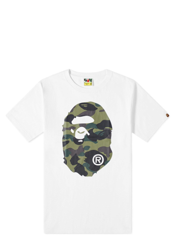 BAPE 1St Camo Big Ape Head T-Shirt White/Green 001TEJ301011M-WHTGRN