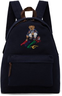 Navy Polo Bear Canvas Backpack