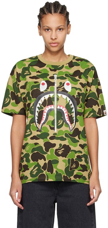BAPE BAPE Khaki ABC Camo Crystal Stone Shark T-Shirt 001CSK302007L