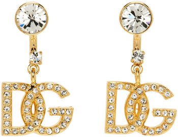 Dolce & Gabbana Gold Crystal Logo Earrings WEN6L1 W1111
