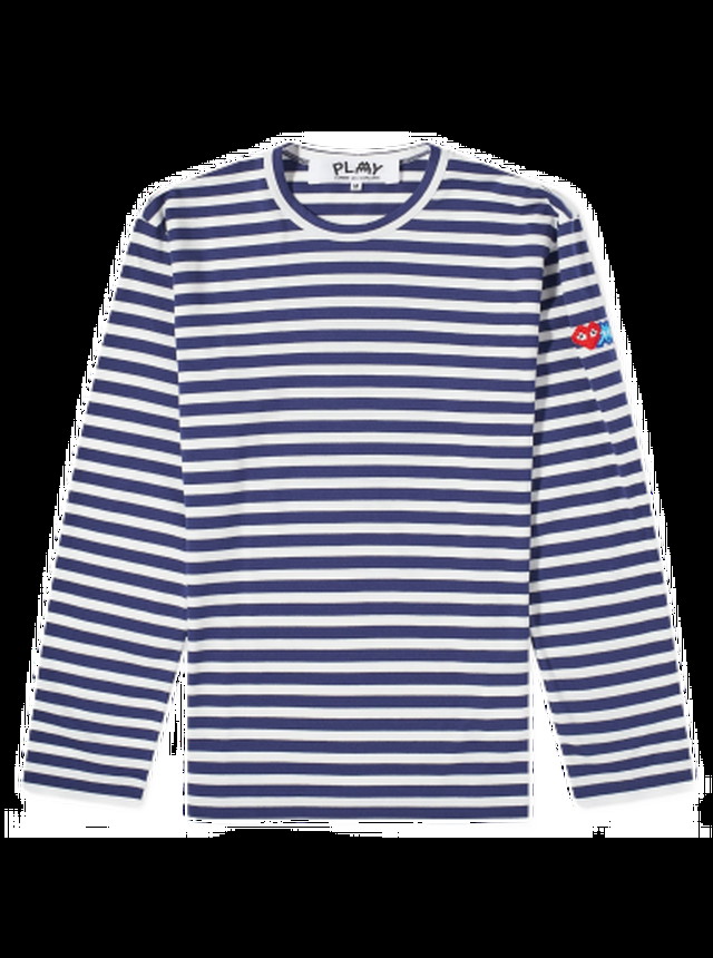 Long Sleeve Invader Heart Striped T-Shirt Blue/White