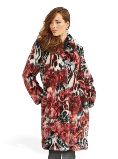 Marciano All Over Print Faux Fur Coat