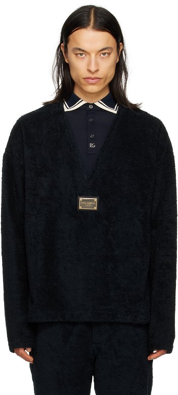 Dolce & Gabbana Black V-Neck Sweatshirt G9AEUTHU7OC